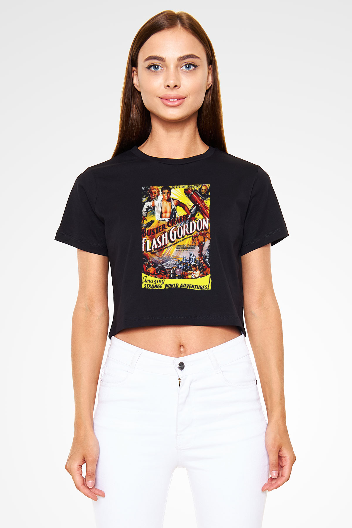 Flash Gordon Siyah   Crop Top Tişört