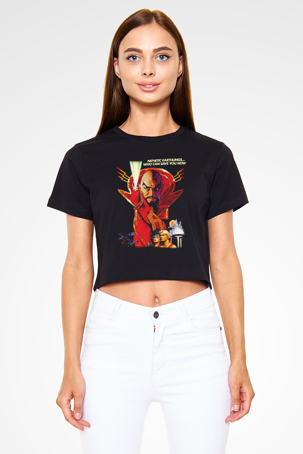 Flash Gordon Siyah   Crop Top Tişört