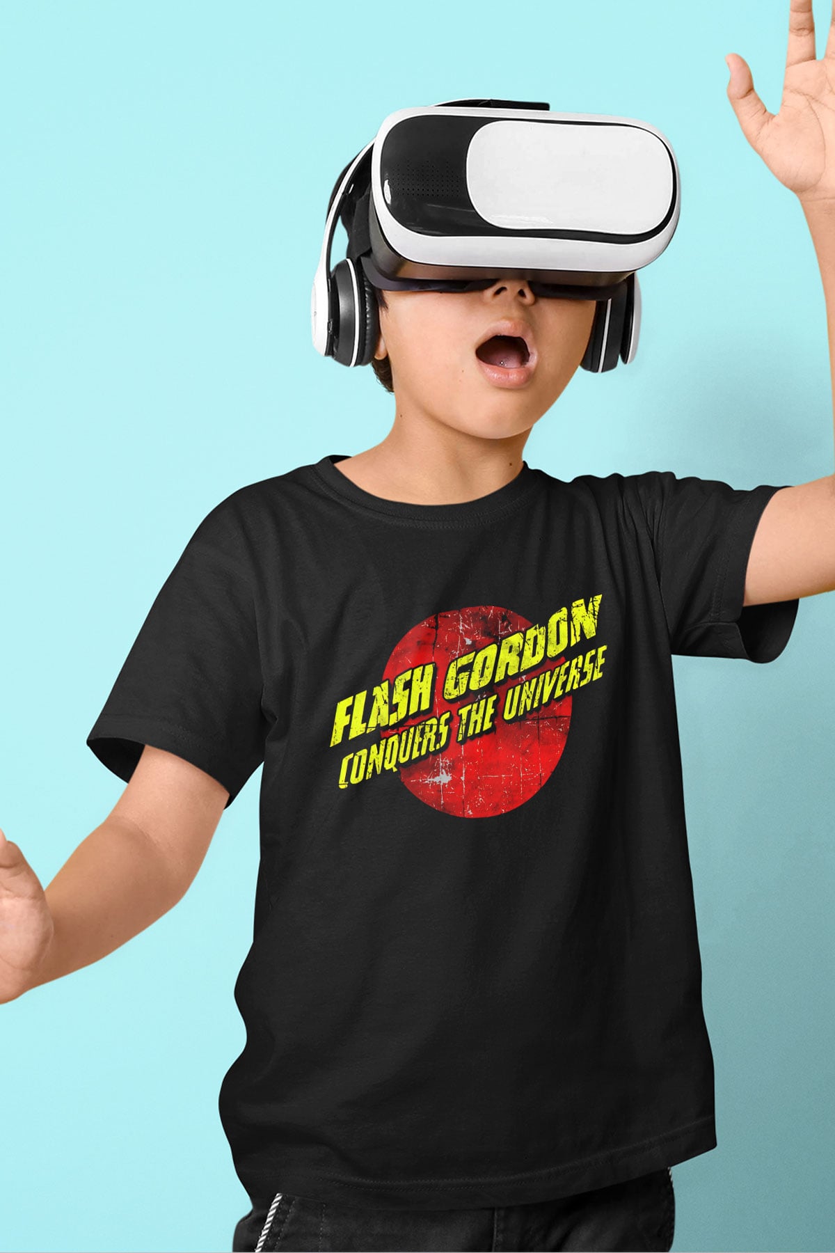 Flash Gordon Siyah Unisex  Çocuk Tişört