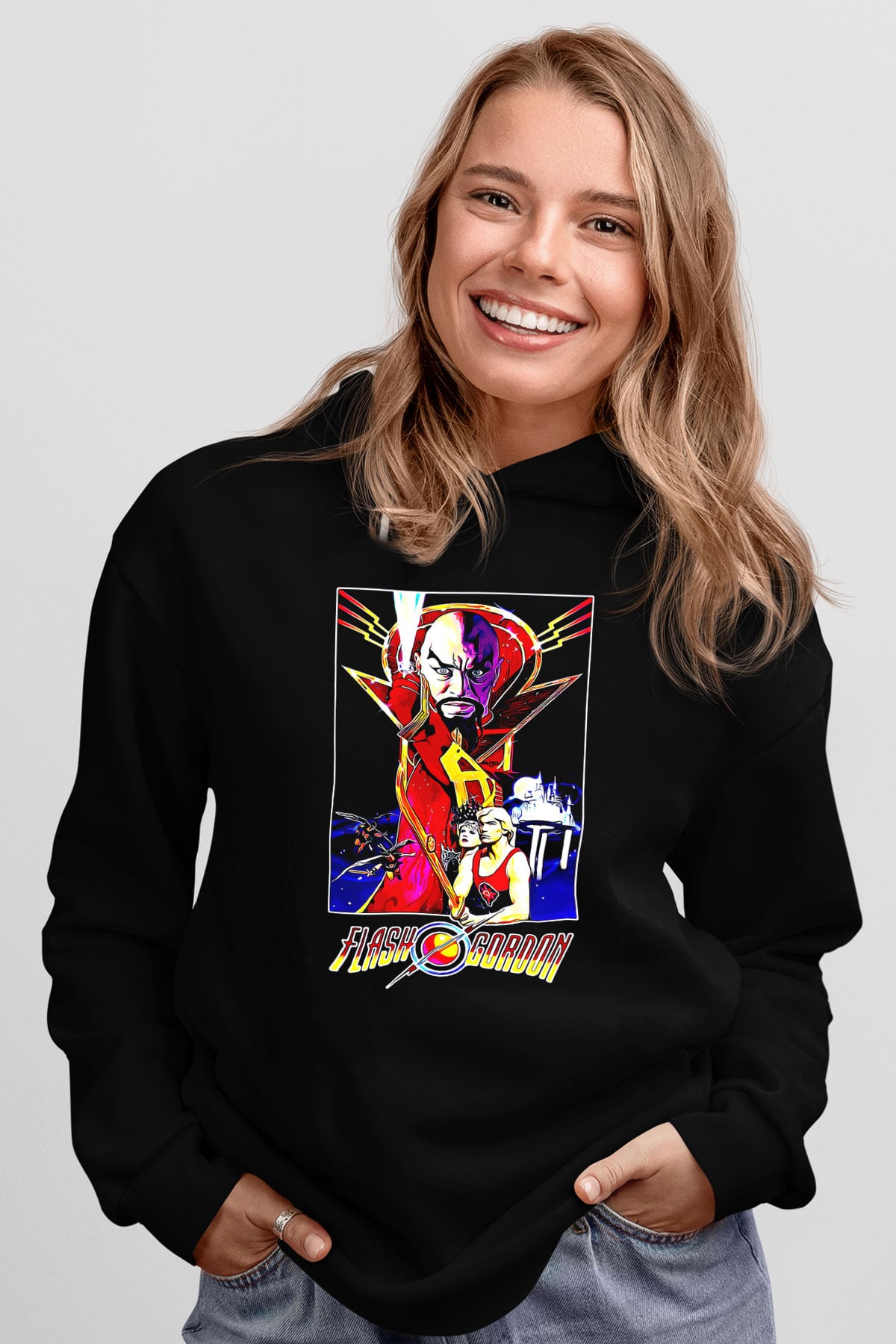 Flash Gordon Siyah Unisex Hoodie