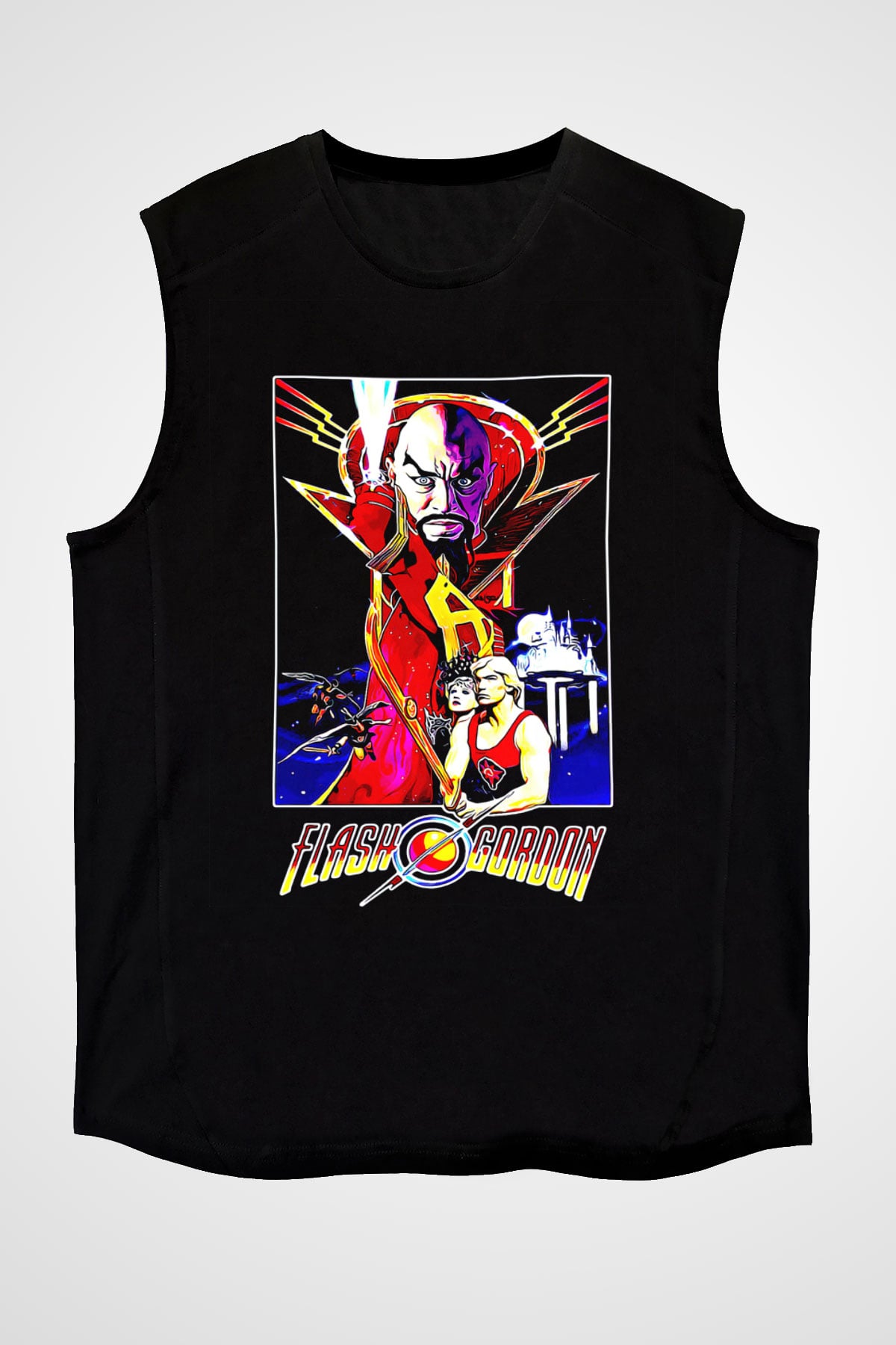 Flash Gordon Siyah Unisex  Kolsuz Tişört