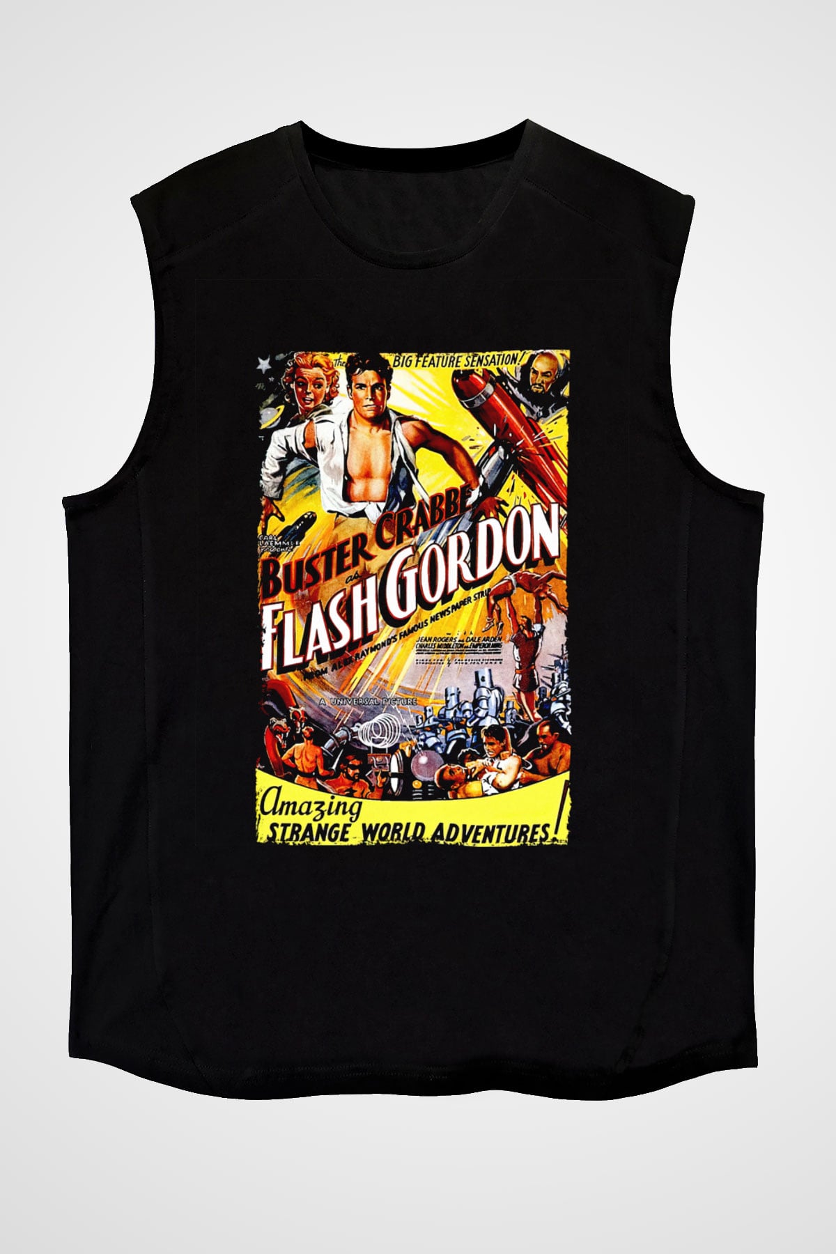Flash Gordon Siyah Unisex  Kolsuz Tişört