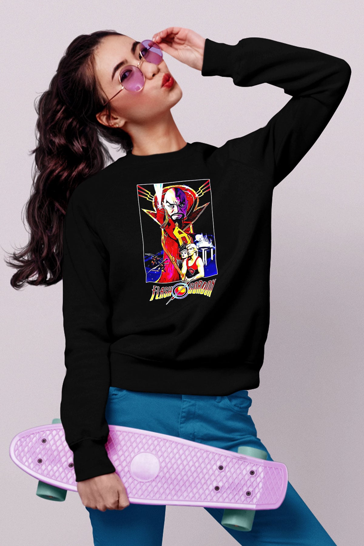 Flash Gordon Siyah Unisex  Sweatshirt