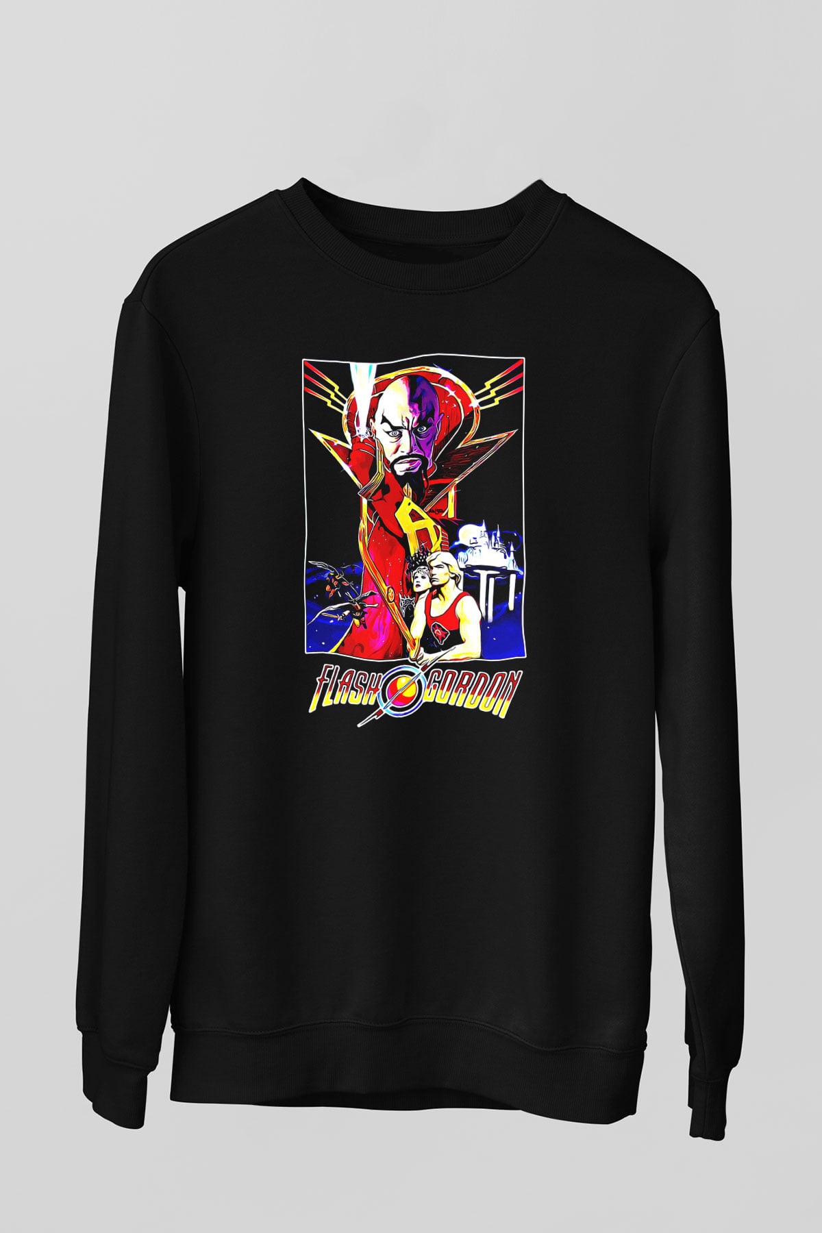 Flash Gordon Siyah Unisex  Sweatshirt