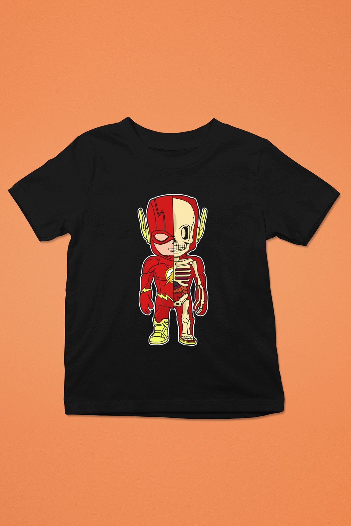 Flash Skeleton Baskılı Unisex Siyah Çocuk Tişört