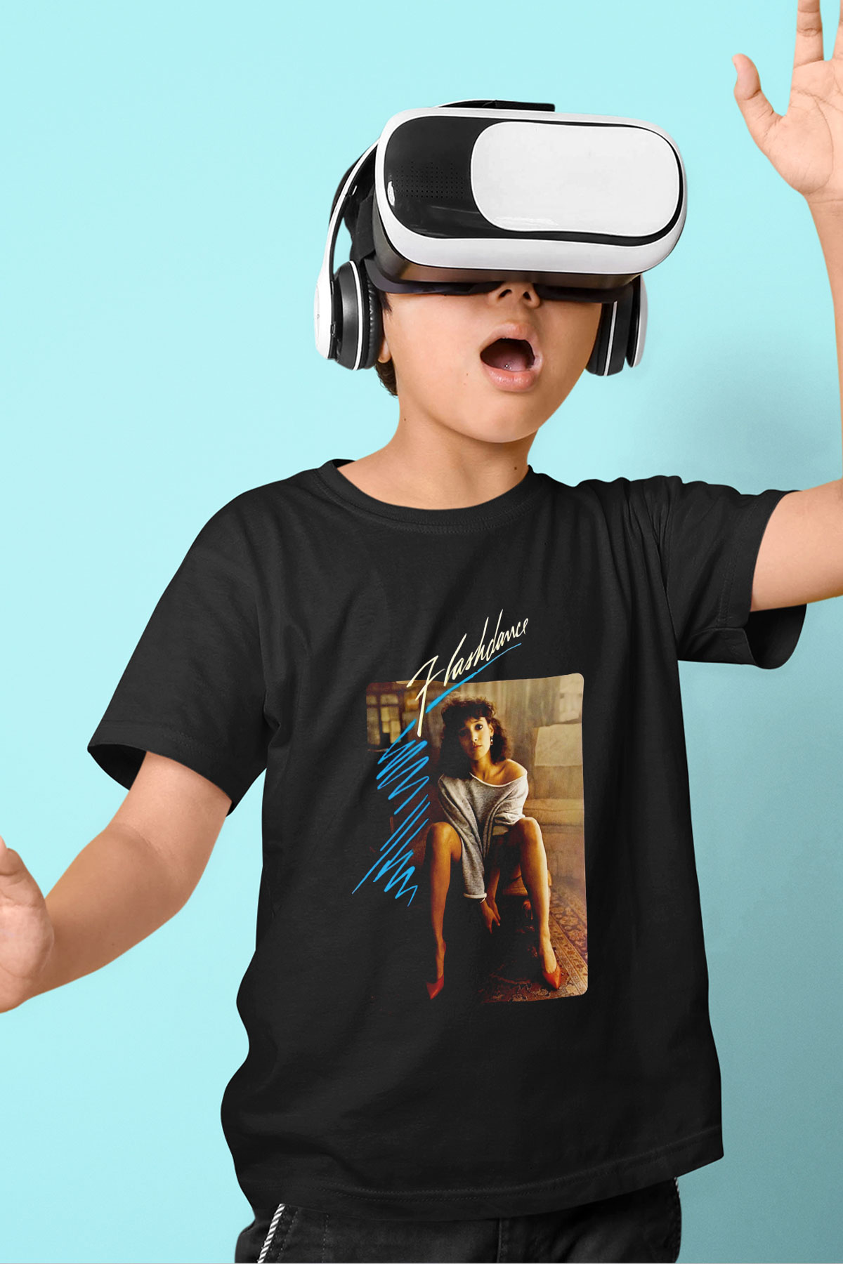 Flashdance Siyah Unisex  Çocuk Tişört