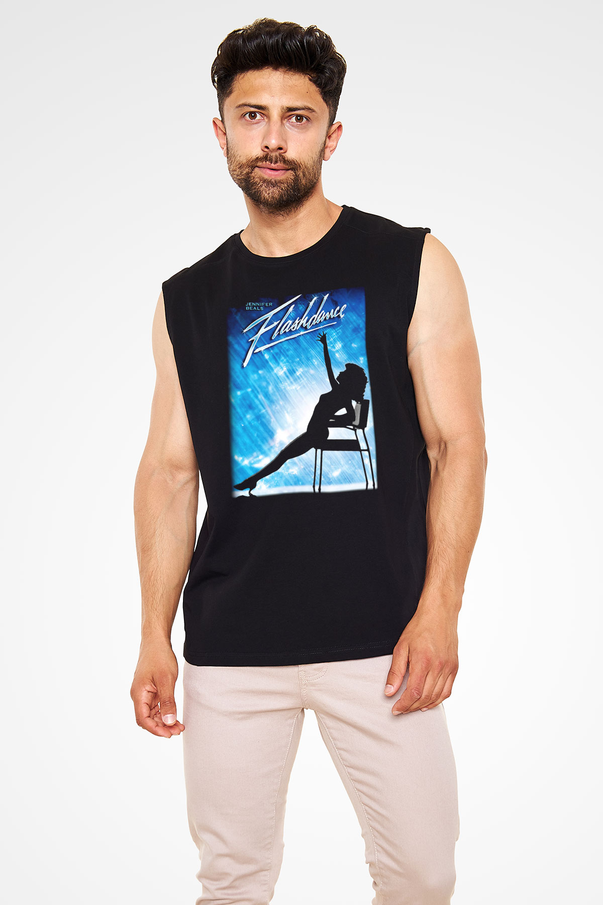 Flashdance Siyah Unisex Kolsuz Tişört