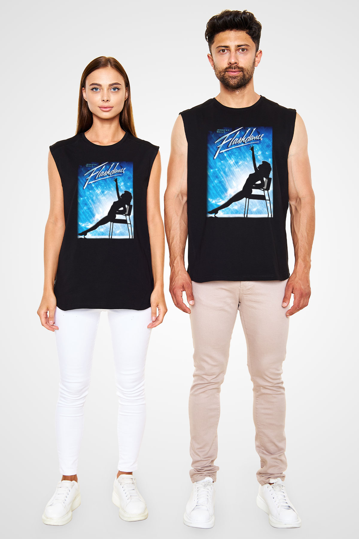 Flashdance Siyah Unisex Kolsuz Tişört