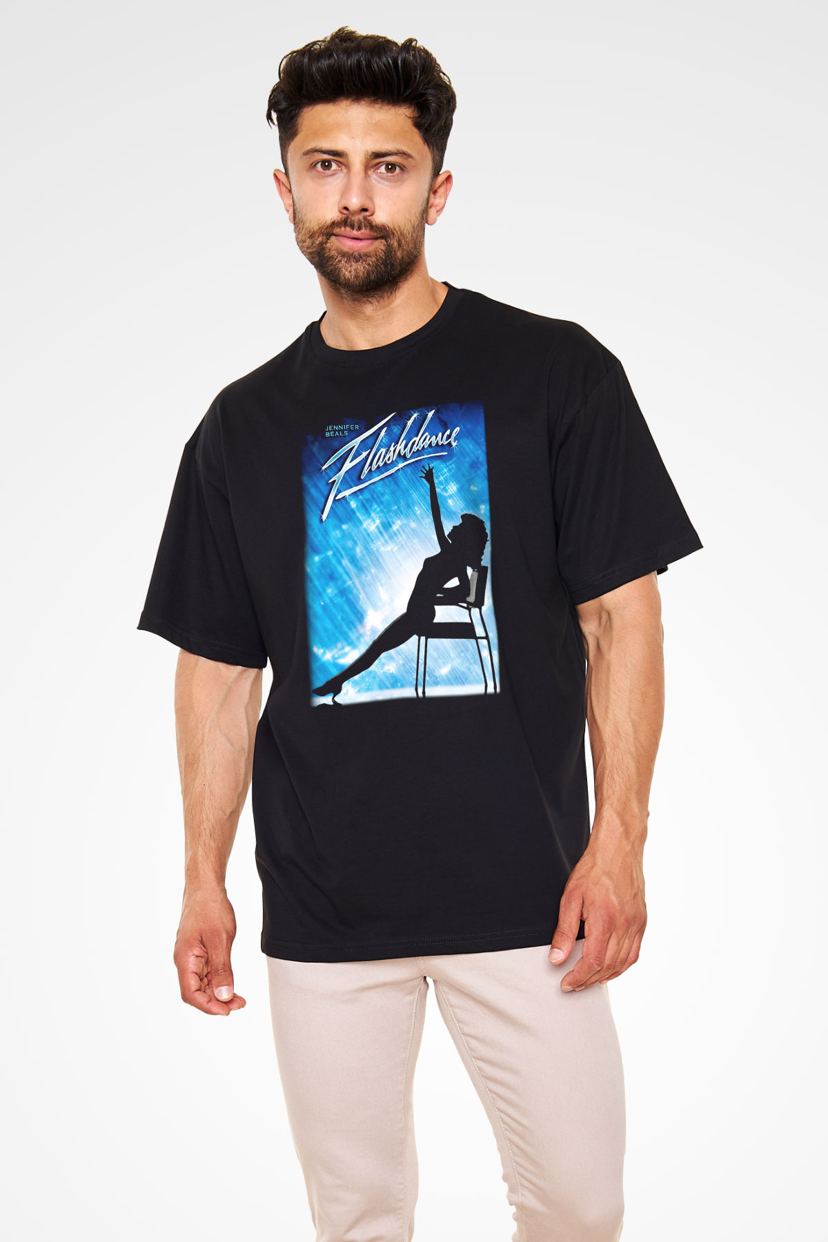 Flashdance Siyah Unisex Oversize Tişört