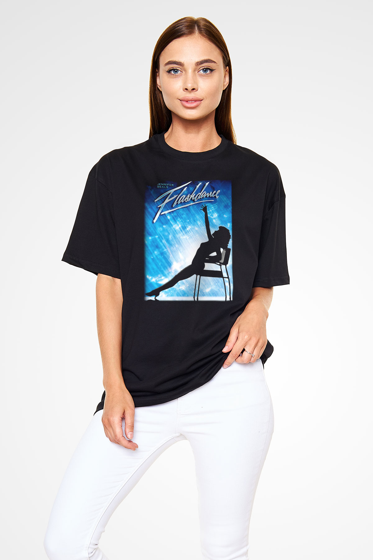 Flashdance Siyah Unisex Oversize Tişört