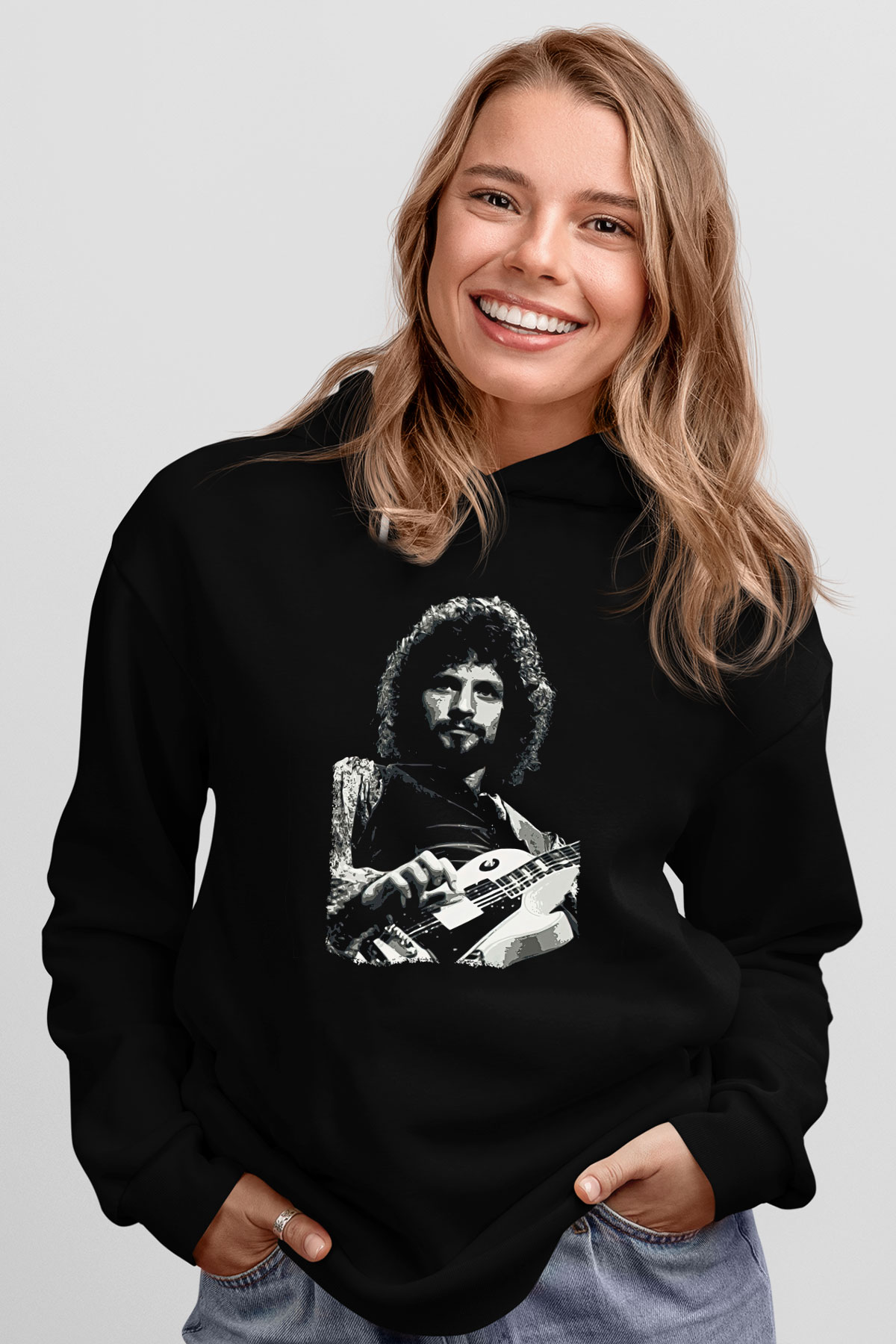 Fleetwod Mac Baskılı Unisex Siyah Kapüşonlu Sweatshirt