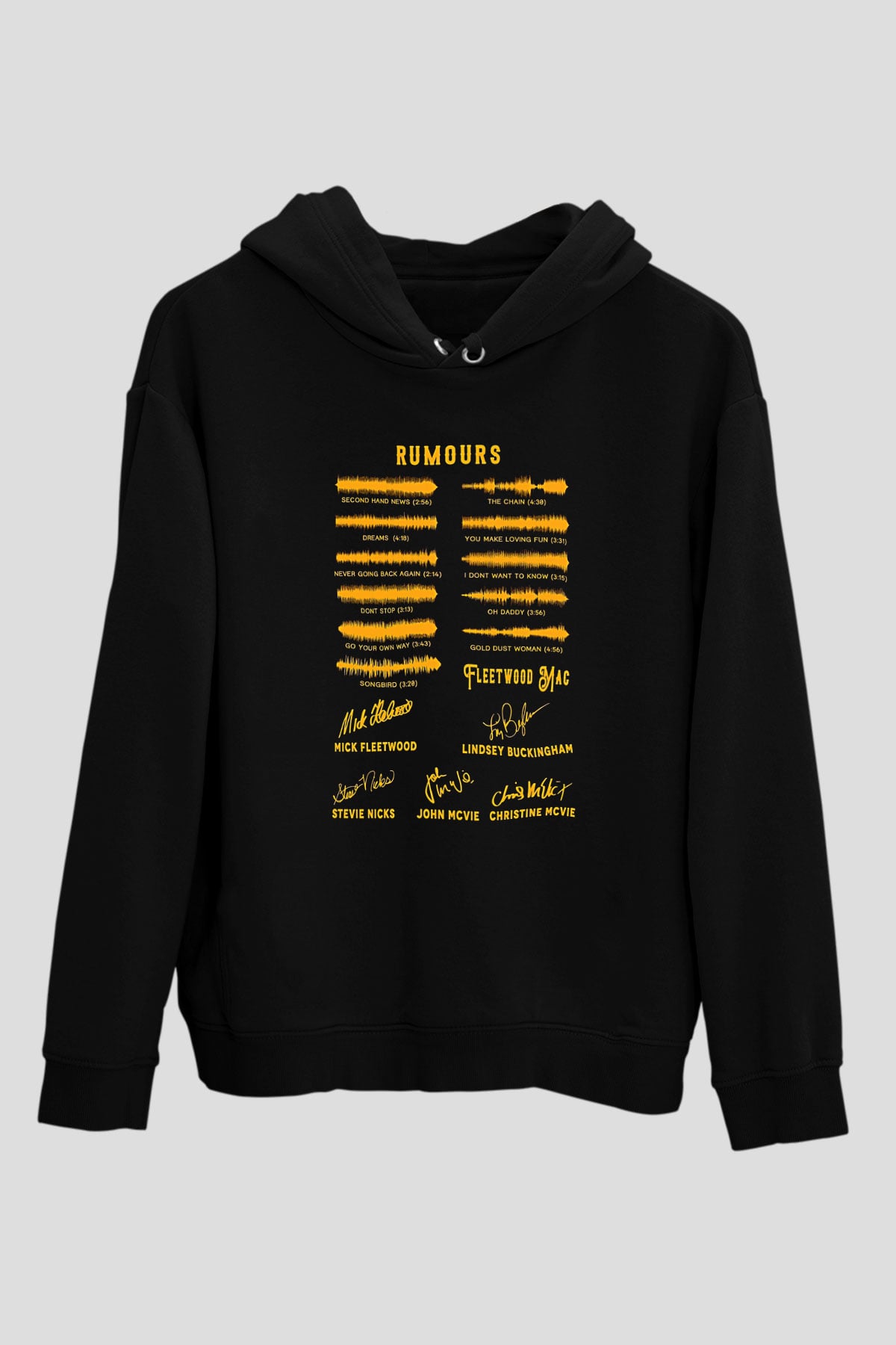 Fleetwod Mac Baskılı Unisex Siyah Kapüşonlu Sweatshirt