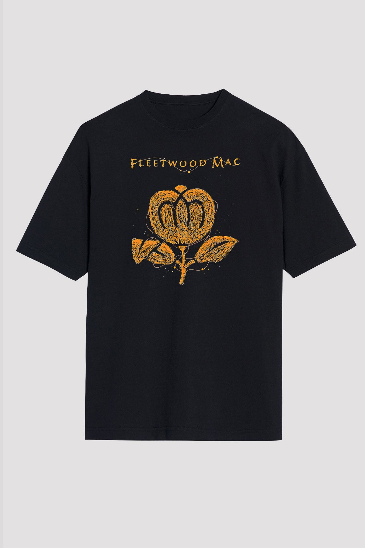 Fleetwod Mac Baskılı Unisex Siyah Oversize Tişört - Tshirt