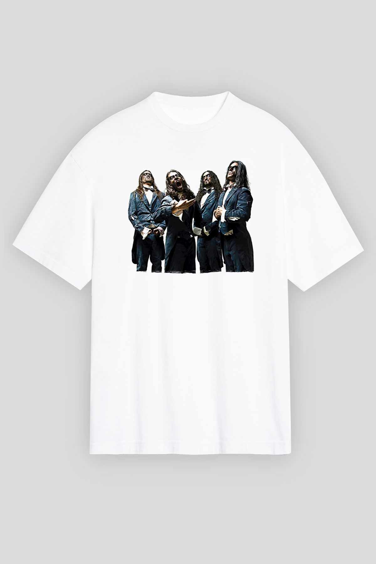 Fleshgod Apocalypse Baskılı Beyaz Unisex Oversize Tişört - Tshirt
