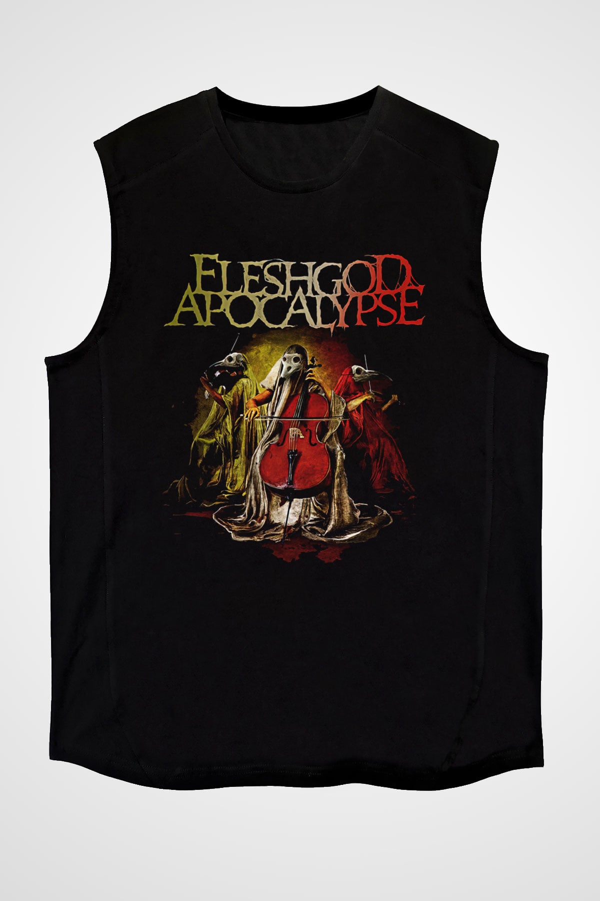 Fleshgod Apocalypse Baskılı Unisex Siyah Kolsuz Tişört - Tshirt