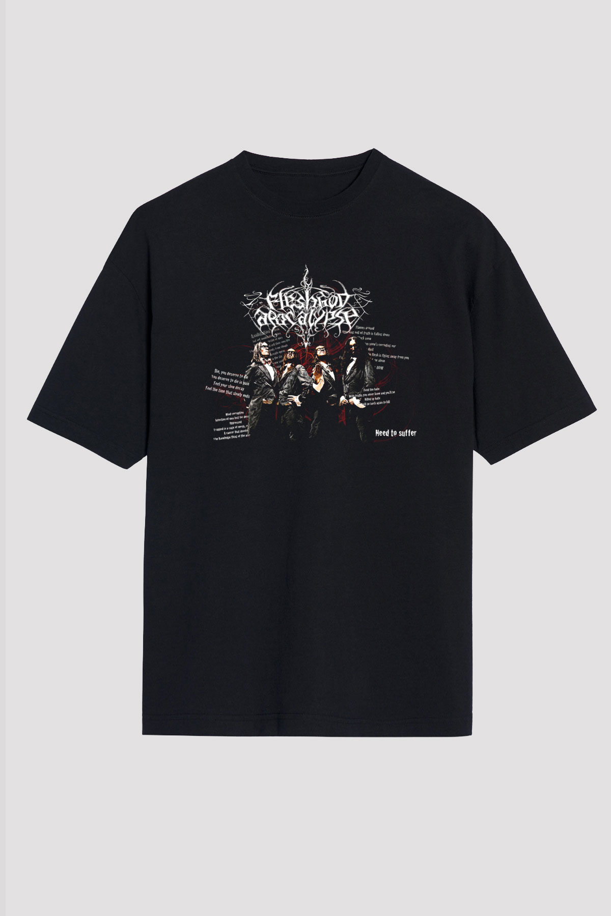 Fleshgod Apocalypse Baskılı Unisex Siyah Oversize Tişört - Tshirt