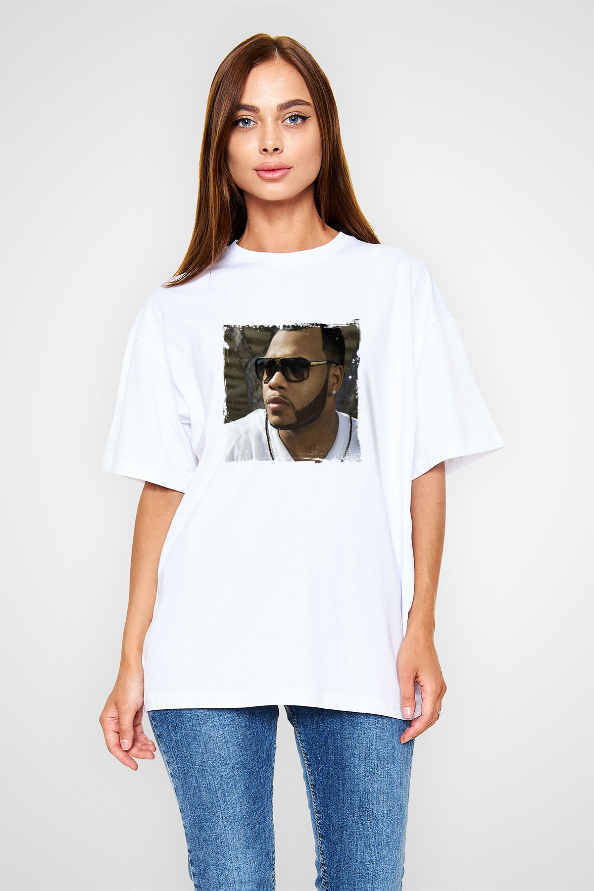 Flo Rida Baskılı Unisex Beyaz Tişört