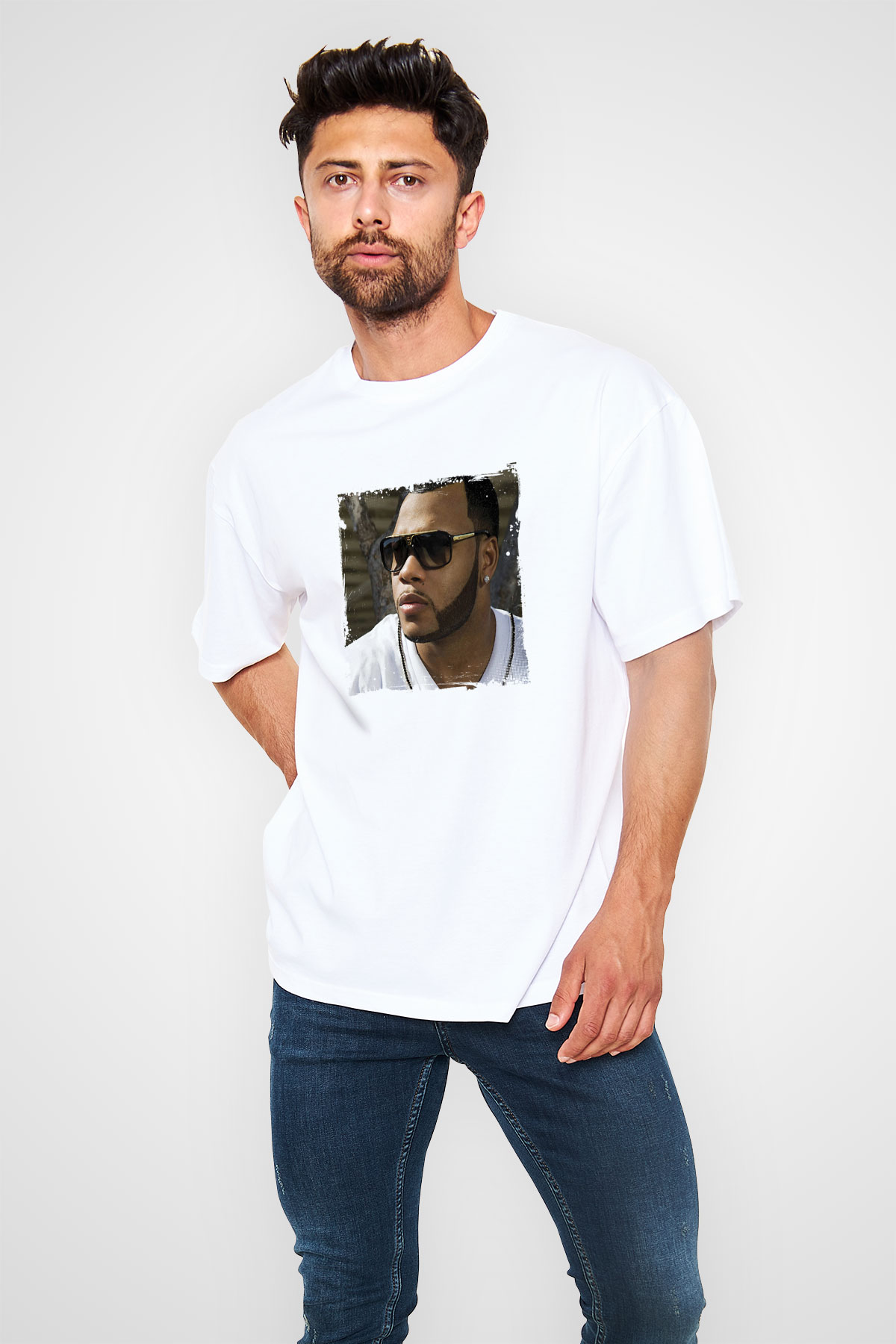 Flo Rida Baskılı Unisex Beyaz Tişört
