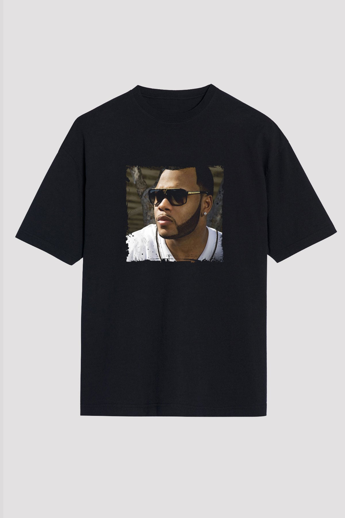 Flo Rida Baskılı Unisex Oversize Siyah Tişört