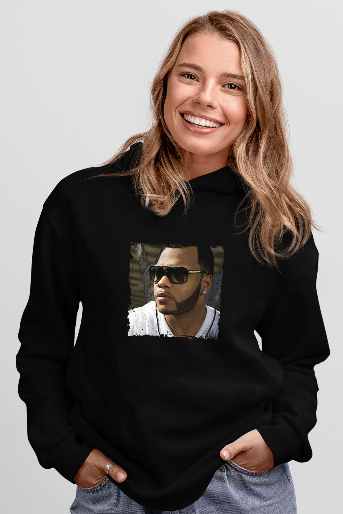 Flo Rida Baskılı Unisex Siyah Hoodie