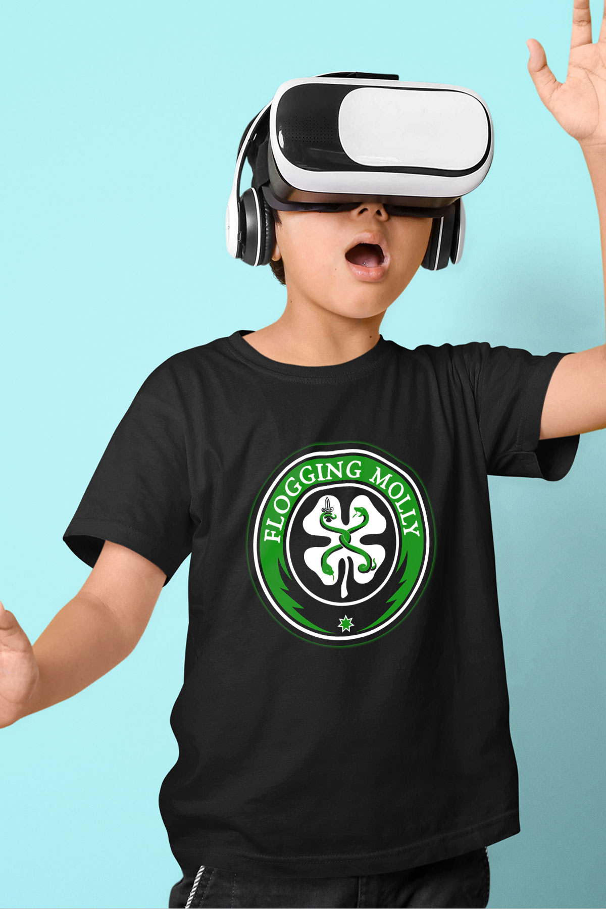 Flogging Molly Baskılı Siyah Unisex Çocuk Tişört