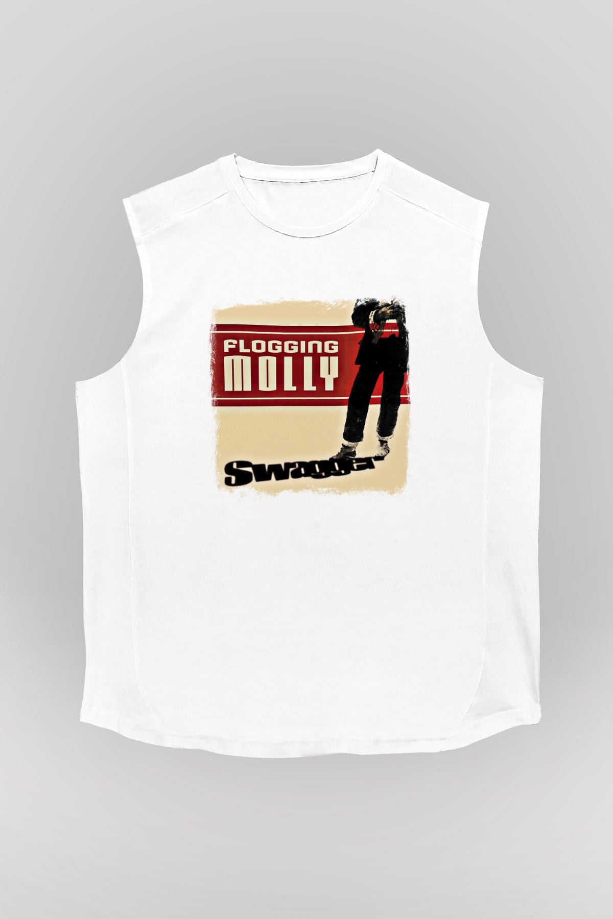 Flogging Molly Baskılı Unisex Beyaz Kolsuz Tişört