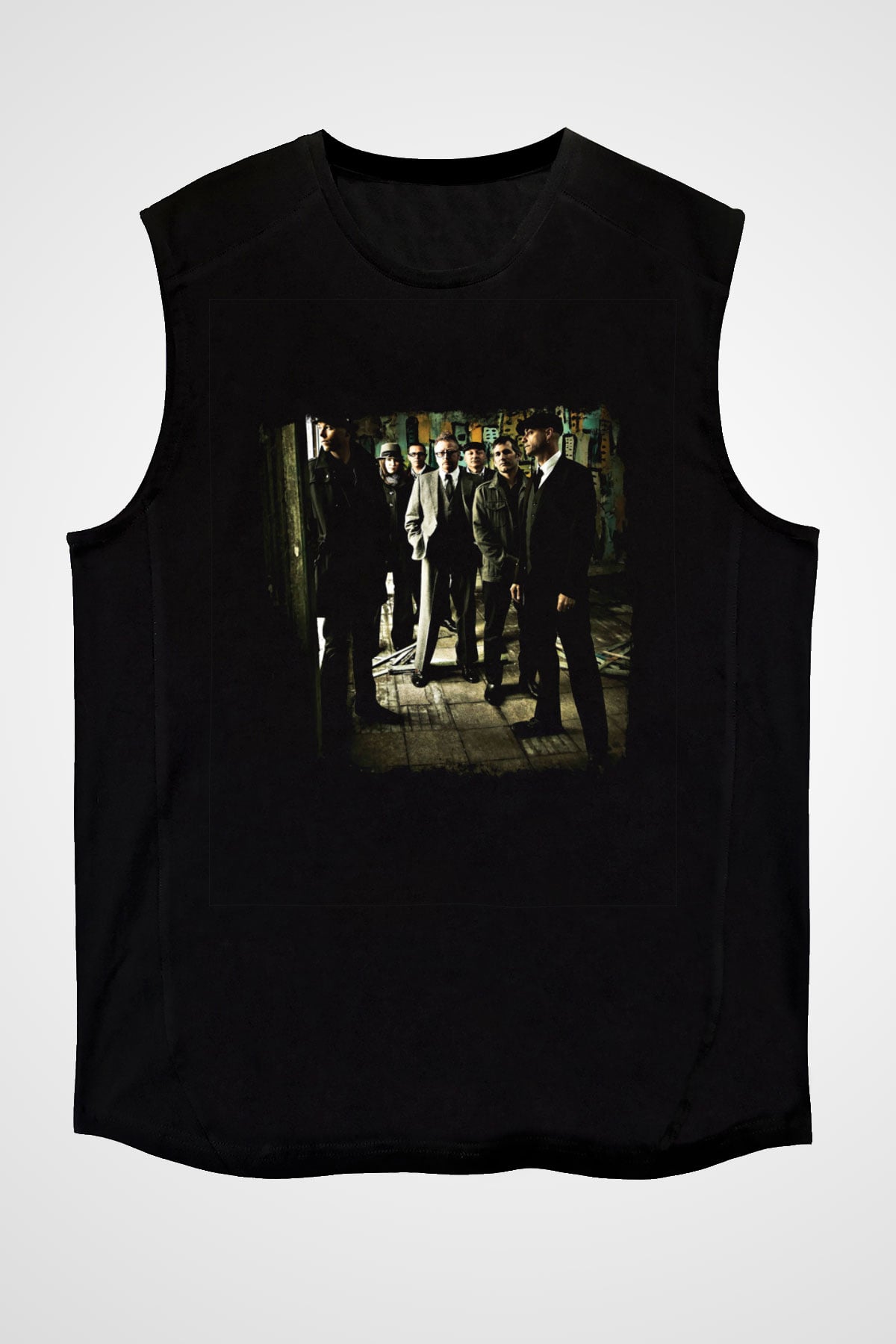 Flogging Molly Baskılı Unisex Siyah Kolsuz Tişört