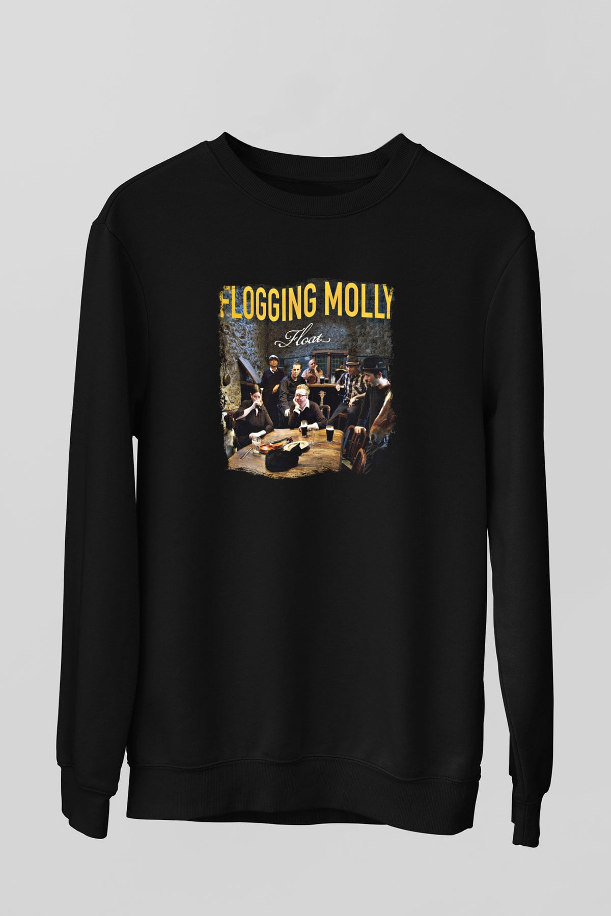 Flogging Molly Baskılı Unisex Siyah Sweatshirt