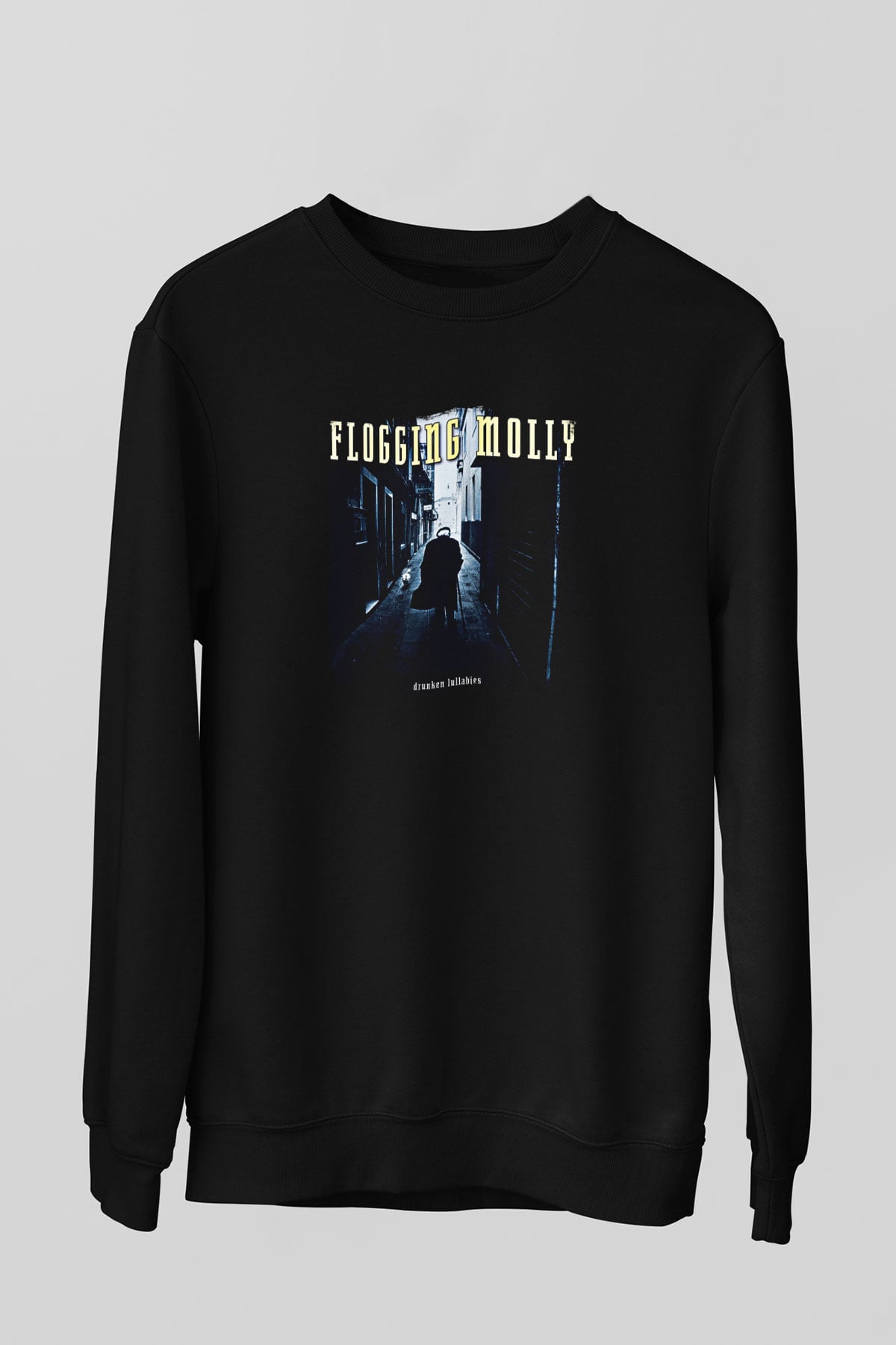 Flogging Molly Baskılı Unisex Siyah Sweatshirt