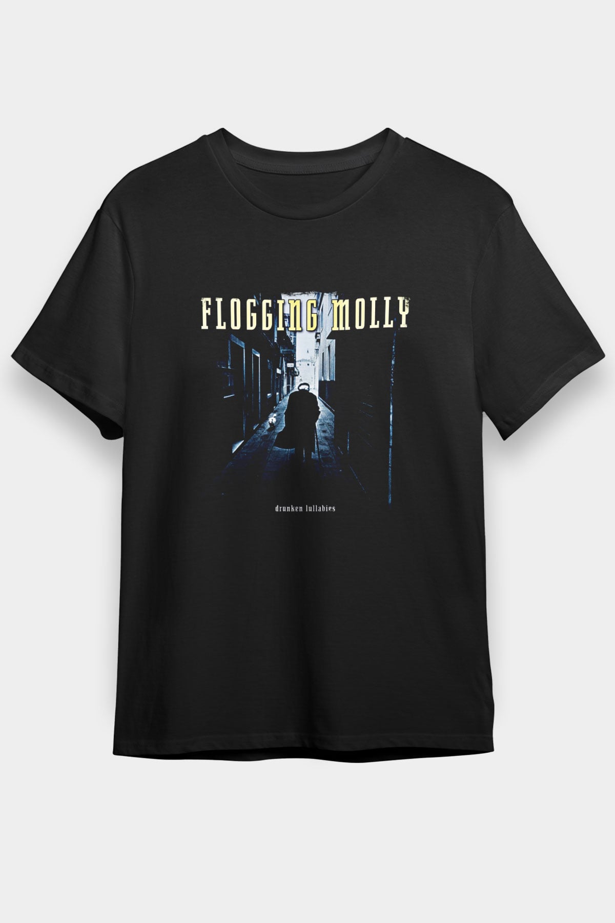 Flogging Molly Baskılı Unisex Siyah Tişört