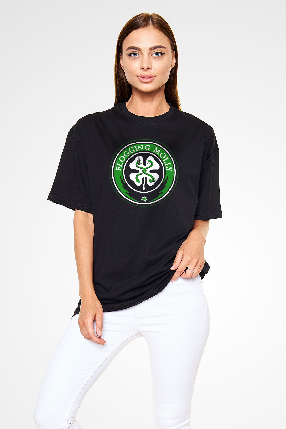 Flogging Molly Siyah Unisex Oversize Tişört T-Shirt