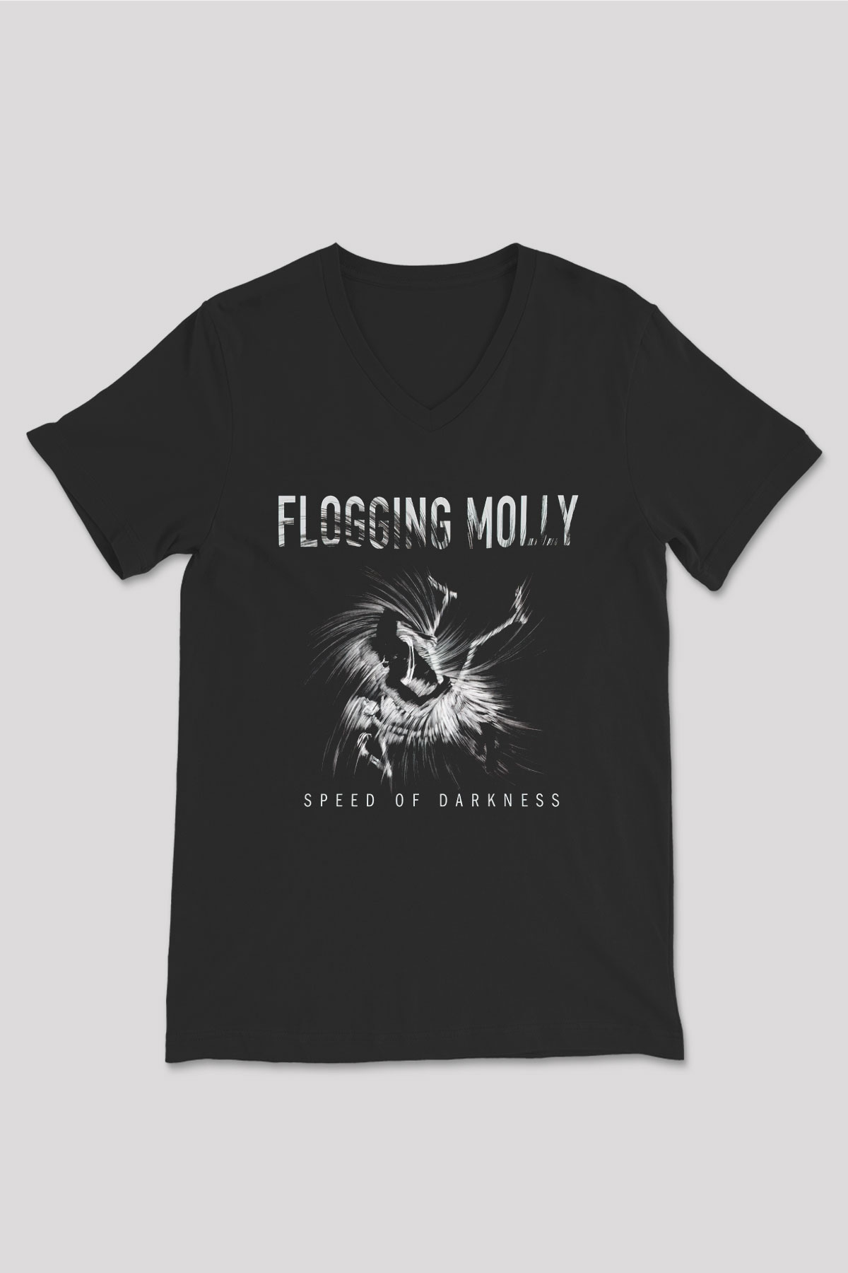Flogging Molly Siyah Unisex V Yaka Tişört T-Shirt