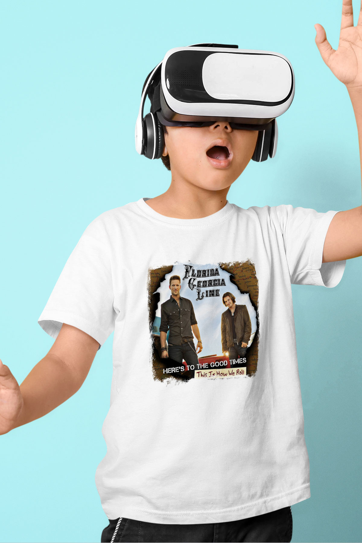 Florida Georgia Line Baskılı Unisex Beyaz Çocuk Tişört