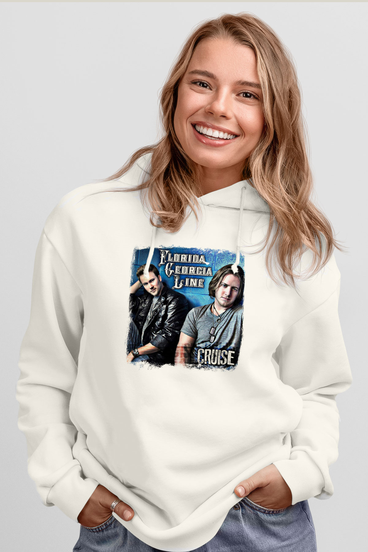 Florida Georgia Line Baskılı Unisex Beyaz Hoodie