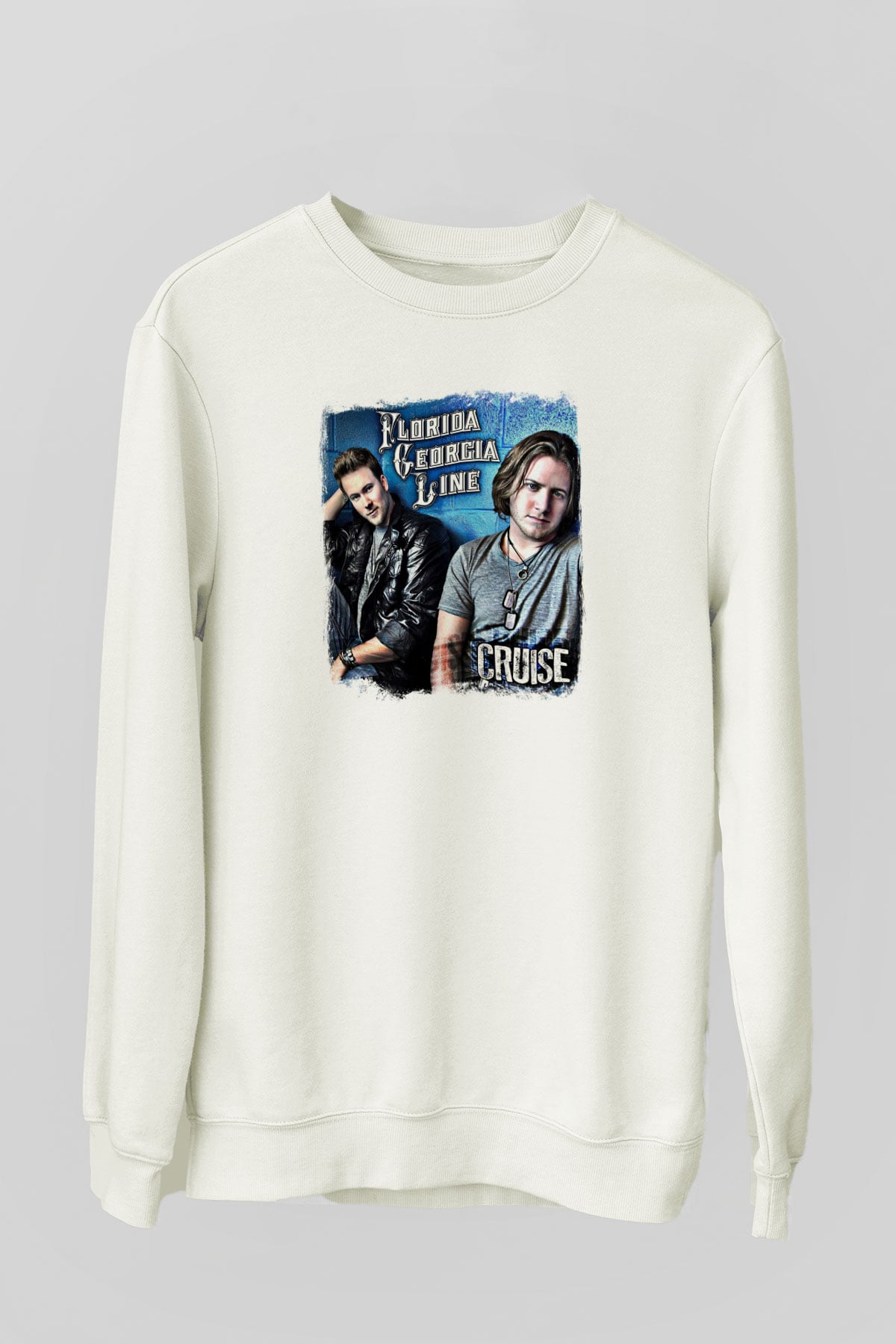 Florida Georgia Line Baskılı Unisex Beyaz Sweatshirt