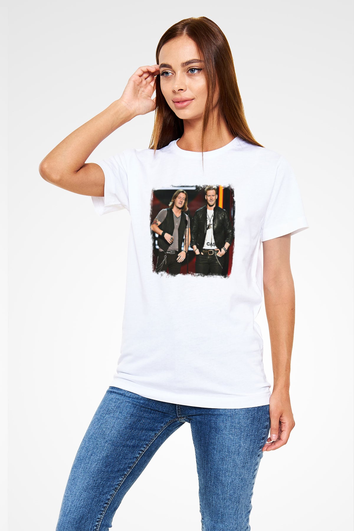 Florida Georgia Line Baskılı Unisex Beyaz Tişört