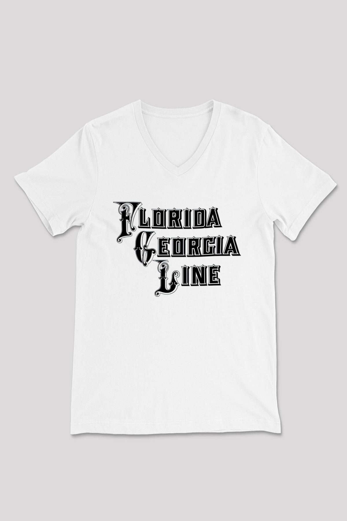 Florida Georgia Line Beyaz Unisex V Yaka Tişört