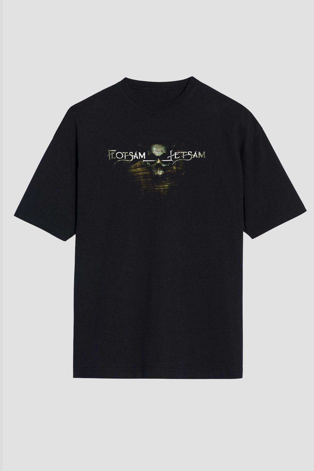 Flotsam and Jetsam Baskılı Unisex Siyah Oversize Tişört