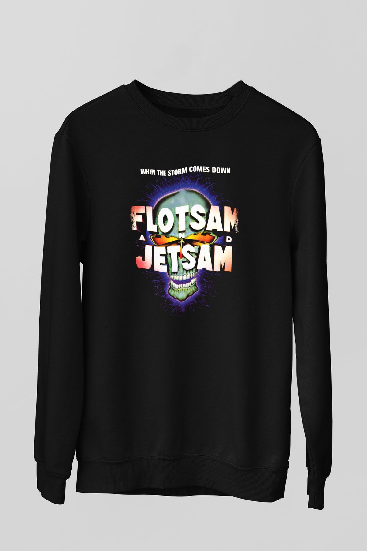Flotsam and Jetsam Baskılı Unisex Siyah Sweatshirt
