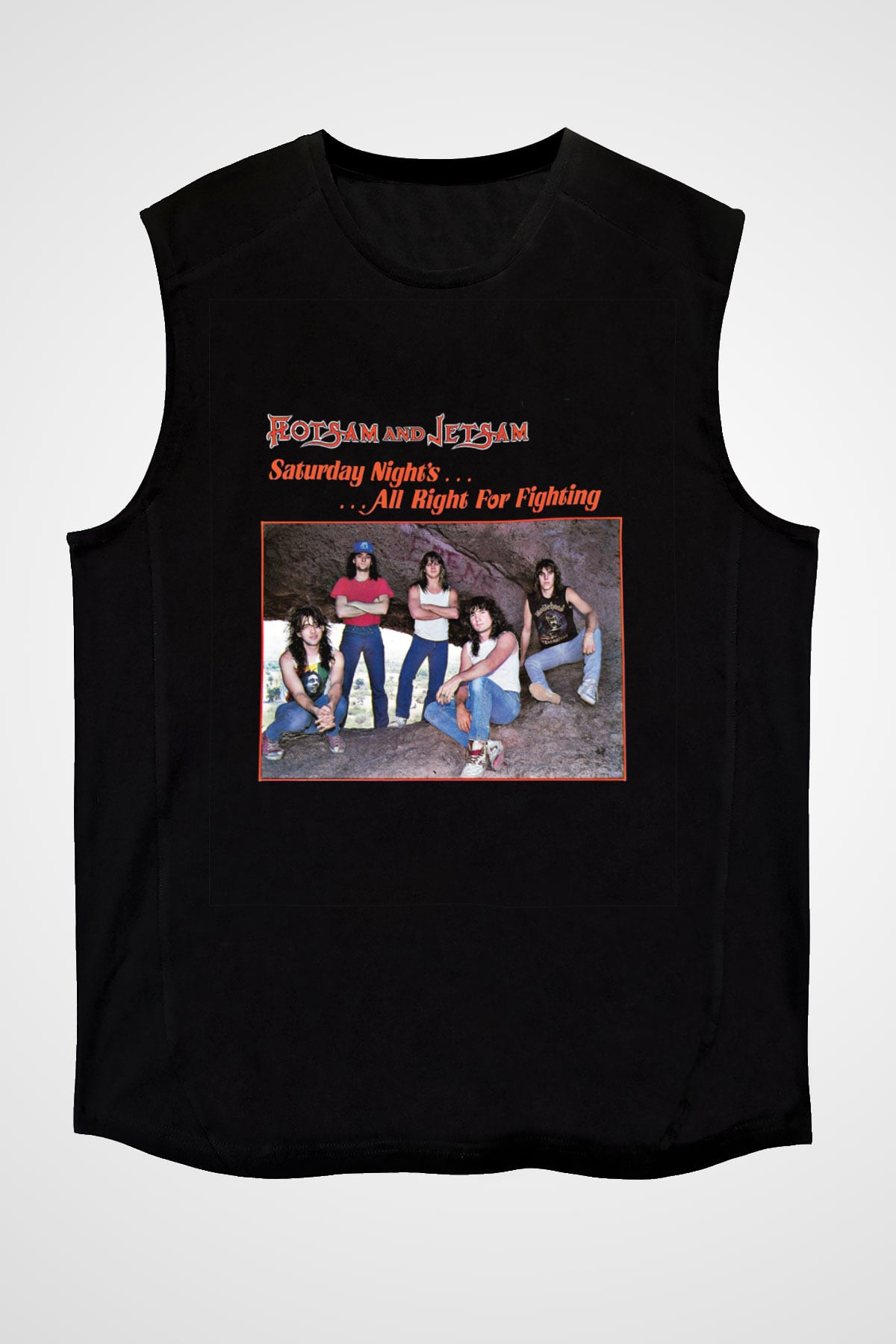 Flotsam and Jetsam Baskılı Unisex Siyah Kolsuz Tişört