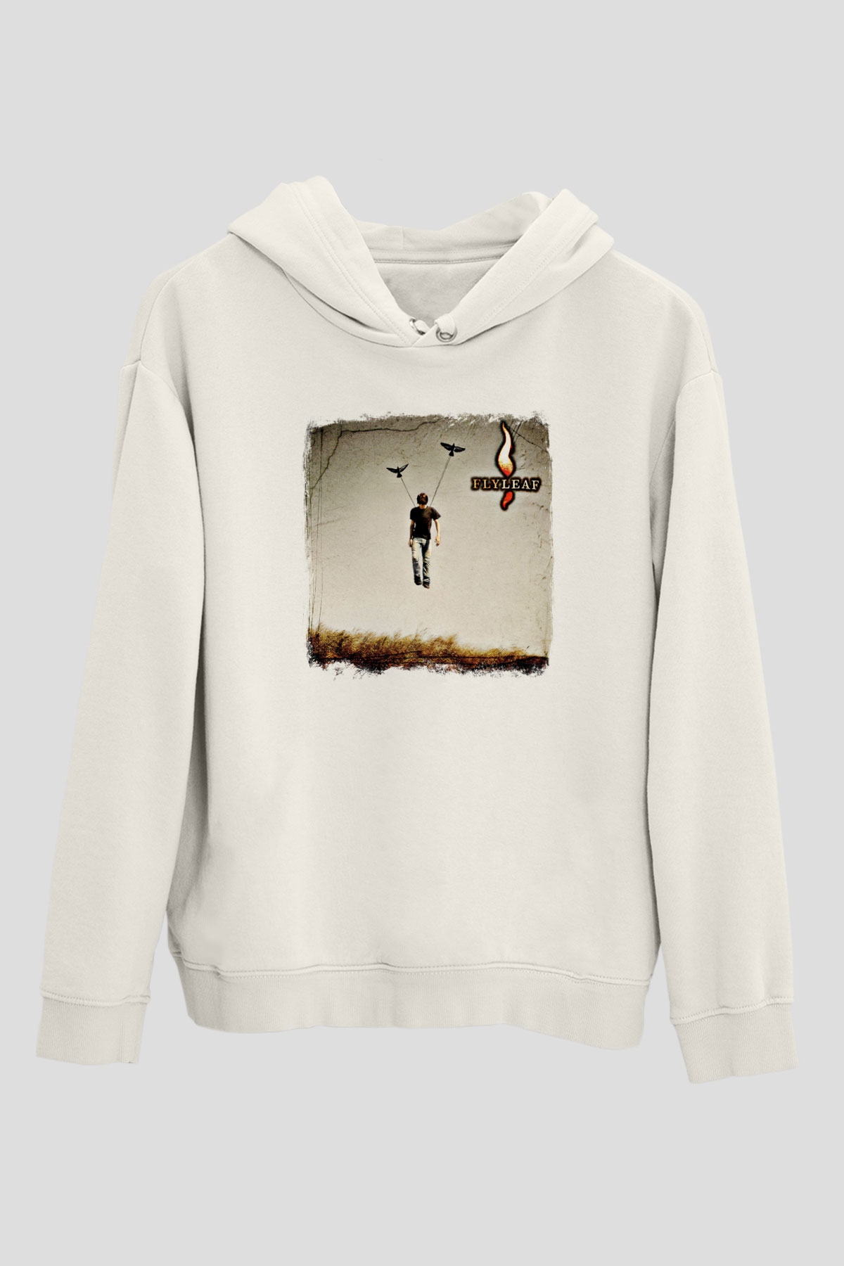 Flyleaf Baskılı Unisex Beyaz Hoodie