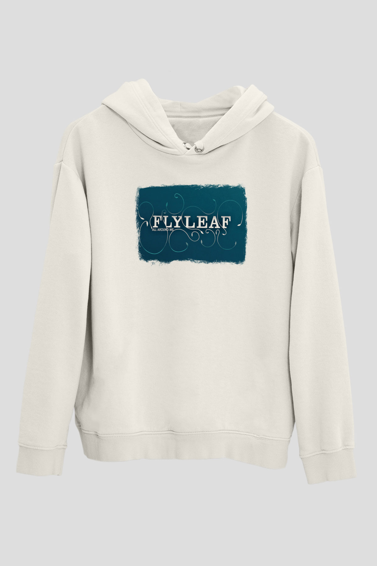 Flyleaf Baskılı Unisex Beyaz Hoodie