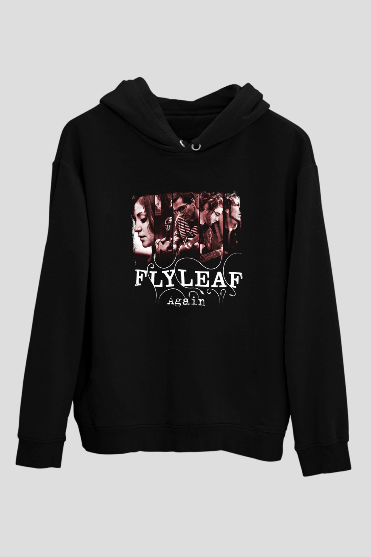 Flyleaf Baskılı Unisex Siyah Hoodie