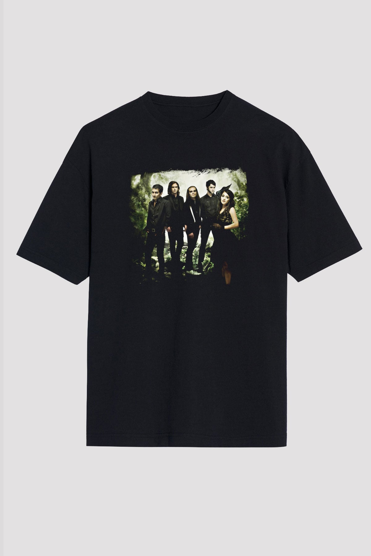 Flyleaf Baskılı Unisex Siyah Oversize Tişört