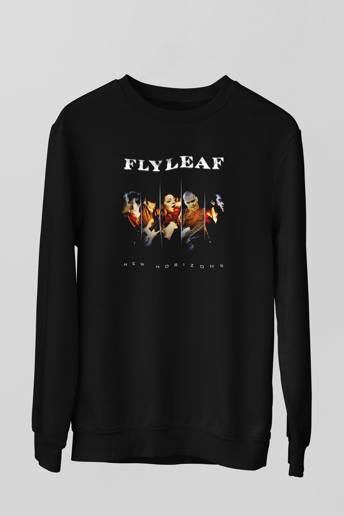 Flyleaf Baskılı Unisex Siyah Sweatshirt