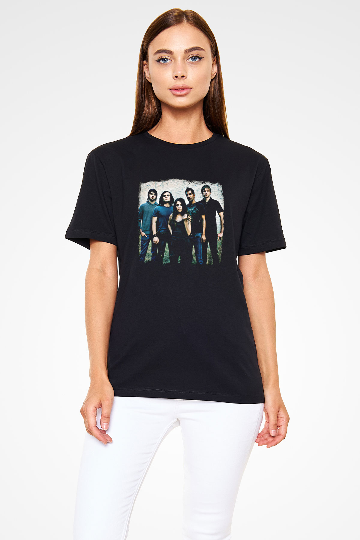 Flyleaf Baskılı Unisex Siyah Tişört
