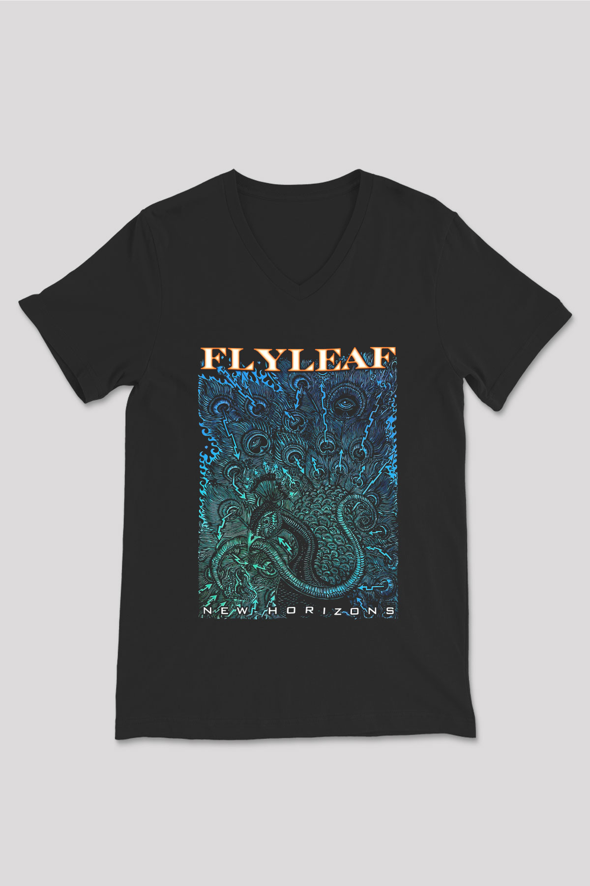 Flyleaf Siyah Unisex V Yaka Tişört T-Shirt