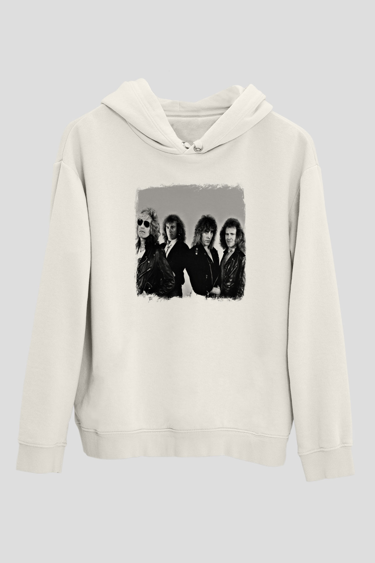 Foghat Baskılı Unisex Beyaz Hoodie