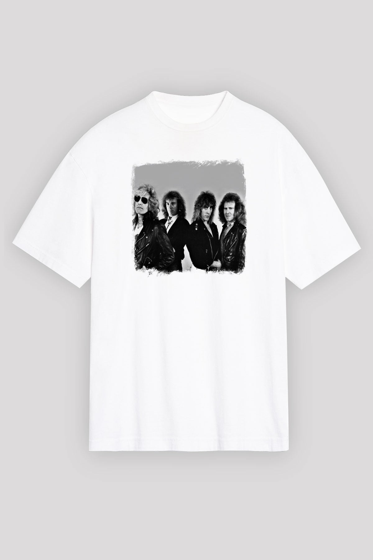 Foghat Baskılı Unisex Beyaz Oversize Tişört