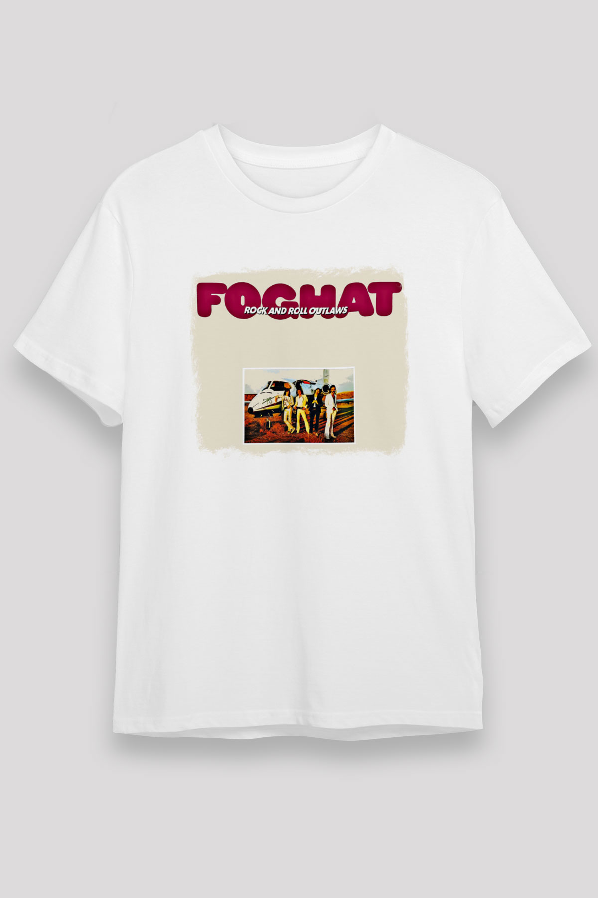 Foghat Baskılı Unisex Beyaz Tişört